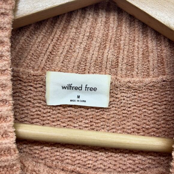 Aritzia Wilfred Peach Pink Turtleneck Mock Neck Chenille Knit Sweater Medium - Picture 6 of 7